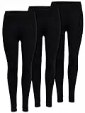 ONLY Paquete de 3 Leggings Negros Mujer - Opacos - para Salir a divertirse, Practicar Deporte, Hacer Yoga o IR al Gimnasio - 95% de algodón 15209151, Negro, L