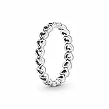 Pandora Anillo calado con diseño de banda de corazones, talla 52