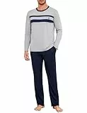 Marvmys Pijamas Hombre Invierno Largo Conjunto Algodón Manga Larga Tops Pijama Pantalones con Bolsillo S-3XL