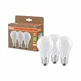 OSRAM Lámparas LED de alta eficiencia con clase de eficiencia energética A, paquete de 3 bombillas, reemplaza bombillas incandescentes tradicionales de 60W, blanco cálido, E27, vidrio mate