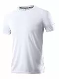 Holure - Camiseta de entrenamiento de manga corta de malla para hombre, secado rápido - Blanco - Medium