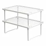 Amazon Basics Estantes de cocina apilables para almacenaje, Blanco, 20.3 D x 31.6 W x 11.4 H cm
