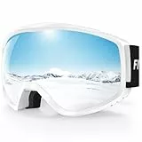Findway Gafas de Esquí, Mascara de Esqui para Ski y Snowboard Hombre Mujer Adultos Juventud Jóvenes OTG Compatible con Casco Anti Niebla Protección UV Plata Gafas de Ventisca