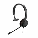 Jabra Evolve 20 - Auricular Monoaural Certificado por Microsoft para VoIP Softphone - Cancelación Pasiva de Ruido - Cable USB con Unidad de Control - Negro