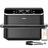 Cosori Freidora de Aire Grande-True Acero Inox-4 Resistencias Dual Blaze TwinFry 10 L-Flexible Doble Cesta Air Fryer 2800 W- Smart WIFI Control– 66 % Eficiencia Energética-6 en 1-Máx 10 Personas