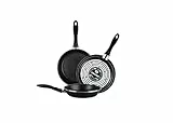 Magefesa Black - Juego de 3 sartenes (20/24/28) cm de acero vitrificado exterior color negro. Antiadherente bicapa reforzado, aptas para todo tipo de cocinas, especial inducción.