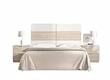 DEKIT GRUPO RIMOBEL ASTRA - Cabecero con mesitas de dos cajones para cama de matrimonio - BLANCO / NATURAL - 121,8 x 259 x 34,2 cm