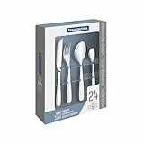 TRAMONTINA - Juego de Cubiertos Amazonas, en Acero Inoxidable y Terminación Brillante, Set con Cuchillos para Asado, Alta Durabilidad, Utensilios para Uso Diario, 24 Piezas