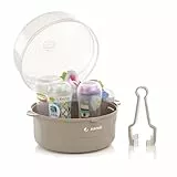 Jané Esterilizador para Microondas, con Cesta para Tetinas y Pequeños Accesorios, Capacidad 6 Biberones, Gris, 17 x 19 x 19 cm