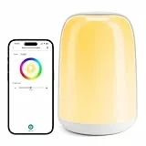 meross Lámparas de Mesita de Noche, Luz de Noche LED WiFi, Regulable RGBWW, Lámpara de Mesa con Temporizador, Adecuado para dormitorios y salones, Compatible con Apple HomeKit, Alexa y Google Home