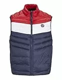 JACK & JONES Jjesprint-Collar cálido para el Cuerpo Chaleco, Chaqueta Azul Marino/Detalle: Blanco/Rojo Verdadero Bloqueo, S para Hombre