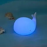 ZKLiLi Luz nocturna de ballenas LED con temporizador para niños y bebés en la guardería. Lámpara de noche Kawaii de animales de silicona, ideal como regalo de cumpleaños para niñas y niño