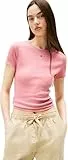 Tommy Jeans Camiseta de Manga Corta Mujer Essential Rib Slim Fit, Rosa (Tahiti Berry), M
