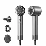 DREAME Hair Glory Mix, Secador de Pelo de Alta Velocidad, 3 Boquillas Magnéticas, Control de Temperatura NTC, 300 Millones de Iones Negativos/cm³, Motor de 110.000 rpm, Ligero de 336 g, Negro