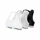 FILA Sujetador Deportivo Mujer algodón, Ropa Deportiva, Gym y Yoga (lote de 3)