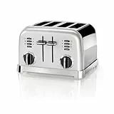 Cuisinart CPT180SE Tostadora de 4 ranuras anchas para Todo tipo de Pan, 6 niveles de tostado, 1800W, Función Bagel, Descongelar y Recalentar, Rejilla de centrado automático, Palanca de elevación