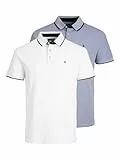 Jack & Jones Jjepaulos Polo Ss 2pk Mp Camiseta, Hombre, Bright Cobalt/Blanco, XL