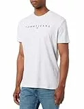 Tommy Jeans Camiseta de Manga Corta Hombre Linear Logo de algodón, Gris (Silver Grey), M
