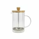 BERGNER COFFEE & TEA LOVERS - Cafetera de Émbolo 800ml Borosilicato - Resistente Altas Temperaturas - Filtro de Acero Inoxidable - Tapa de Bambú - Fácil de Limpiar, Plata, 350 ml | 500 ml
