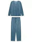 Women'secret Pijama de Manga Pantalón Largo Colección Soft Touch, Green Grey, M para Mujer