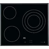 AEG HK623020FB Placa vitrocerámica, Biselada, 3 Zonas de cocción, Doble de 27 cm, Panel de Control táctil Independiente, Bloqueo Seguridad, Negro, 60 cm