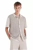 Springfield GG12 Fancy Jacquard Structure Vertical Stripes Cardigan S/S Rayas, Beige, L para Hombre