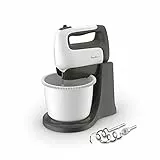 Moulinex HM4641 Prep'Mix+ Batidora eléctrica, con varillas y ganchos amasadores de acero inoxidable para mezclar, batir y montar, recipiente autoajustable de 2,5 l, 5 velocidades y ajuste turbo