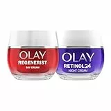 Olay Regenerist Crema Facial de Día 50ml Y Olay Retinol24 Crema De Noche 50ml. Pack De 2 Cremas Hidratantes Antiarrugas. Piel Más Firme Y Suave