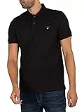 GANT Reg Contrast Pique SS Rugger Camisa de Polo, Black, M para Hombre