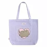 Grupo Erik Bolso Kawaii Pusheen - Bolsa de tela lila con asas cómodas | Bolsa infantil - Bolso mujer grande 45x38 cm