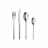 BERGNER SOFIA BG, Cubertería de acero inoxidable de 16 piezas, Incluye 4 cuchillos, 4 tenedores, 4 cucharas, 4 cucharillas, 4 cucharas planas, Plata
