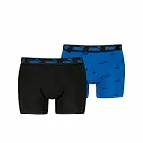 PUMA Elements Boxer, Azul y Negro, L (Pack de 2) Hombres