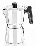 BRA Perfecta Cafetera Italiana Inducción, Aluminio, capacidad 9 tazas, color plata, 19x11x22