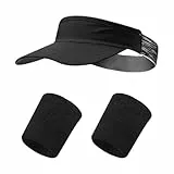 DHSBGWSX 1 gorra con visera, 1 par de pulseras deportivas, gorra plegable, cilindro vacío, sombrero deportivo al aire libre, sombrero para el sol con ala grande, gorro deportivo absorbente y