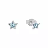 s.Oliver pendientes de plata de ley 925 niñas pendientes, con cristal, 0,5 cm, plata, estrella, Viene en caja de regalo de joyería