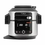 Ninja Foodi Olla eléctrica multifunción con SmartLid, 6 l, 11 funciones de cocción en 1, Olla a presión, Freidora de aire, Cocción lenta, Parrilla, Hornear y más, acero inoxidable, OL550EU