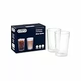 De'Longhi DLSC319 - Juego de vasos térmicos de cristal de doble pared, resistente de borosilicato, cómodo de mantener, sin condensación, lavable en lavavajillas, capacidad 490 ml