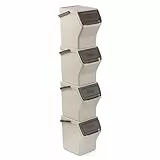 Tatay Cubos de Basura Reciclaje Easy Waste 20L | Set de 4 | Diseño Modular y Apilable | Tapa con Sistema Click | Asa de Transporte Integrada | Hecho de Material Reciclado | 35x27x36 cm - Ecohome