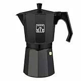 Cecotec Cafetera Italiana MokClassic 300 Black. Fabricada en Aluminio Fundido, Apta para Diferentes Tipos de cocinas, para 3 Tazas de café