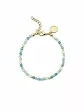 SINGULARU - Pulsera Crystal Blue. Acero con Baño en Oro de 18 Kt y Cristal, Piedra Natural. Joyas Para Mujer.