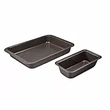 BERGNER BAKING LOVERS - Set 2PC de Horno Acero al Carbono - Incluye Moldes de 42x29x6 cm y 27.5x14x6.8 cm - Ilag Essential de 2 Capas - Diseño Chocolate - Libre de PFOA - Fácil de Limpiar