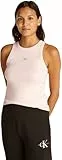 Calvin Klein Camiseta de Tirantes Mujer Woven Label Rib Slim Fit, Rosa (Silver Peony), XL