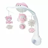 Infantino Proyector Musical Móvil 3-en-1 Convertible, Luz Nocturna y Proyector Infantil para Cuna, Modo Despertador para Simular la Luz del Día, 6 Melodías & 4 Sonidos de la Naturaleza, Rosa