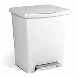 Tatay Cubo de Basura Cocina con Pedal Millenium 21L | Acabado Mate | Interior y Exterior | Para Bolsas de 20L a 30L | Plástico Resistente Libre de BPA | 33,5x30x39 cm, Blanco