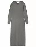 Springfield Vestido Midi viscoso con Botones metálicos en los puños y Abertura Punto, Gris Melange, M para Mujer