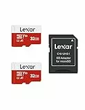Lexar Tarjeta Micro SD 32 GB, 2 Paquetes, hasta 100 MB/s de Lectura, A1, U3, C10, V10, 4K, Full HD, Tarjeta de Memoria con Adaptador SD, microSDXC para teléfono, videocámara, Switch, GoPro, Tableta