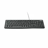 Logitech K120 Teclado con Cable para Windows, USB Plug-and-Play, Tamaño Estándar, Resistente a las Salpicaduras, Barra de Espacio Curvada, PC y el Portátil, Disposición QWERTY Español - Negro