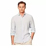 Hackett London Garment Dyed Linen K Camisa, Azul Claro, XL para Hombre