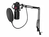 KROM KAPSULE - Kit de micrófono Streaming, unidireccional con Dos condensadores de cápsula, Audio 3.5mm, Montura Anti-Shock y Filtro Pop. Compatible con Windows y MacOS