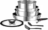 Tefal Ingenio Emotion - Juego de 2 Sartenes 22/28 cm + Cazo 18 cm + Guisera 24 cm + Mango extraíble + 3 Accesorios, Apto inducción, antiadherentes, apto lavavajillas y horno
